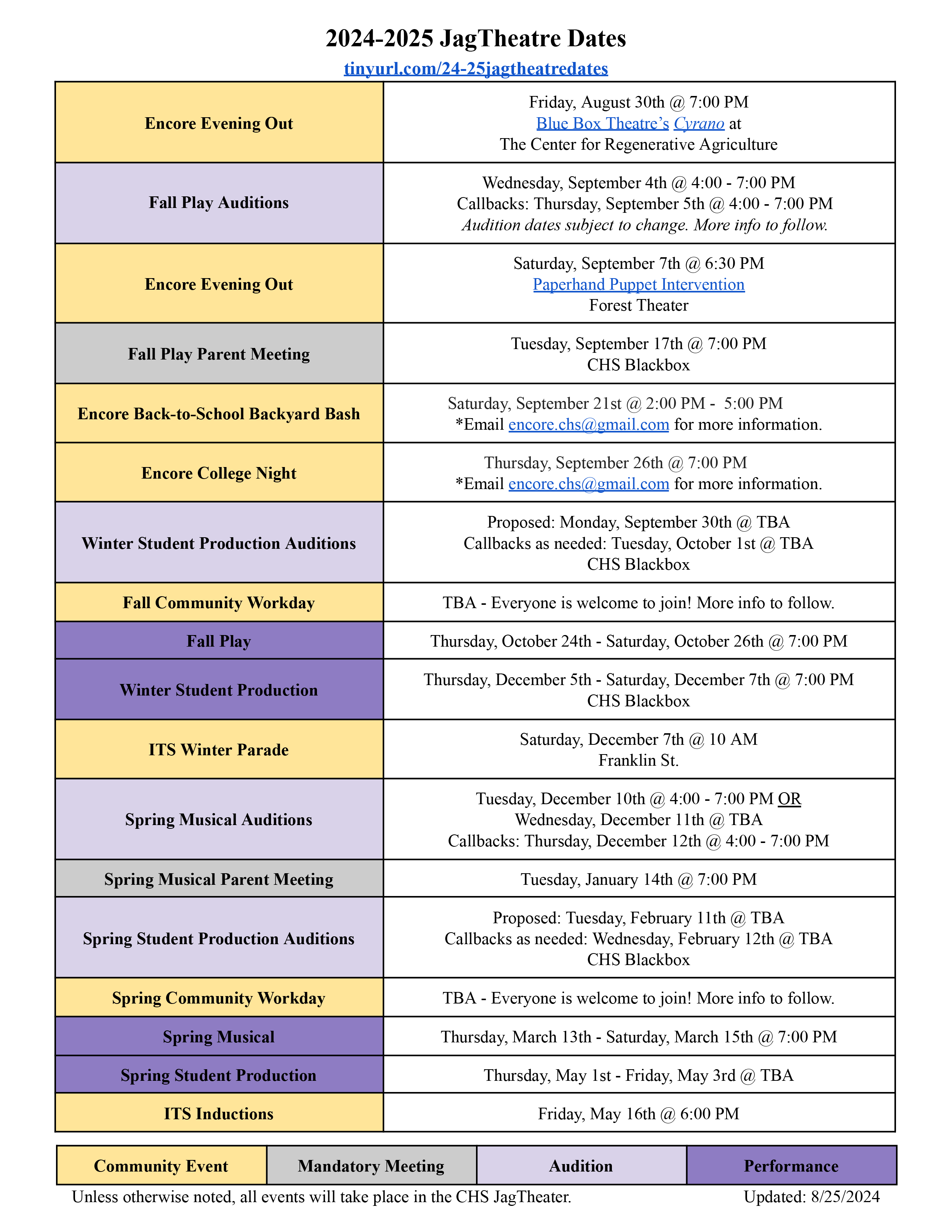 2024-2025 JagTheatre Dates